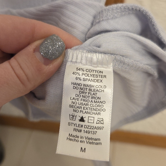 Double Zero Soft Blue Ribbed Top - Picture 4 of 5